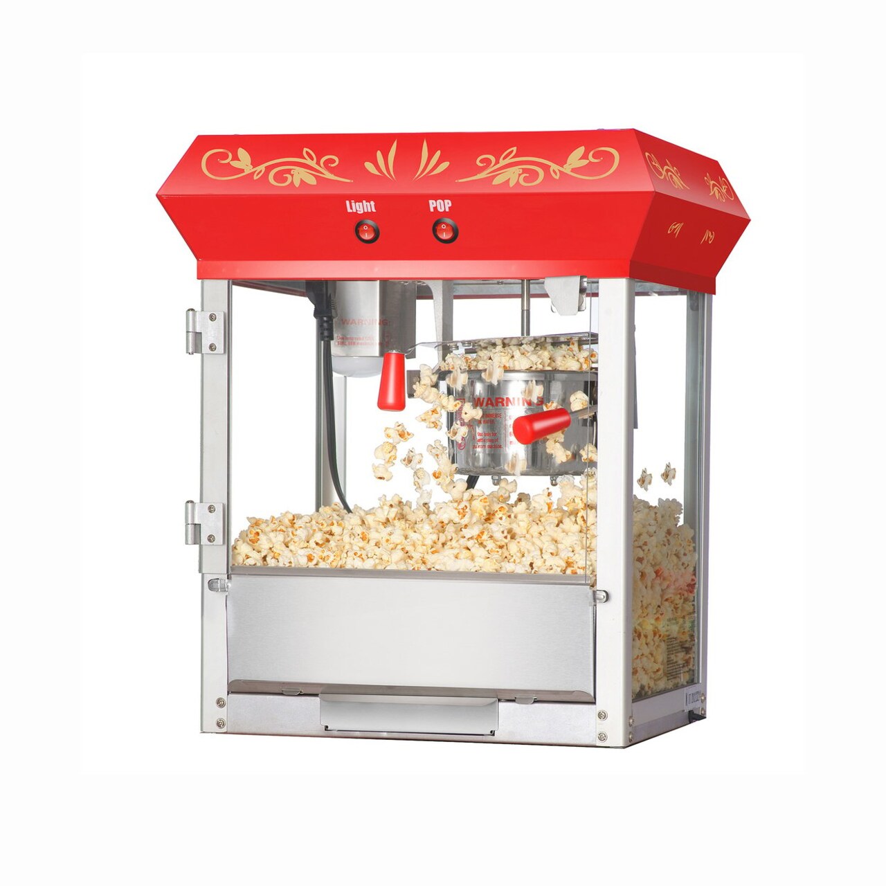 4Oz Stainless Steel Popcorn Machine Red Warming Deck Old Maids Drawer 550W